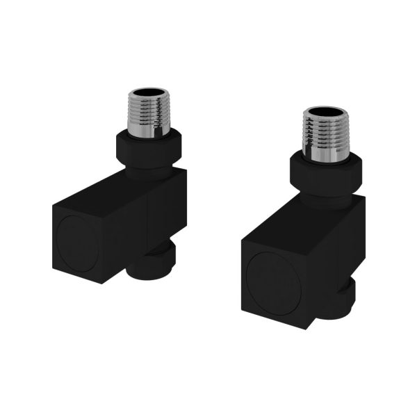Pair Of Matt Black Straight Square Radiator Valves - Eastbrook