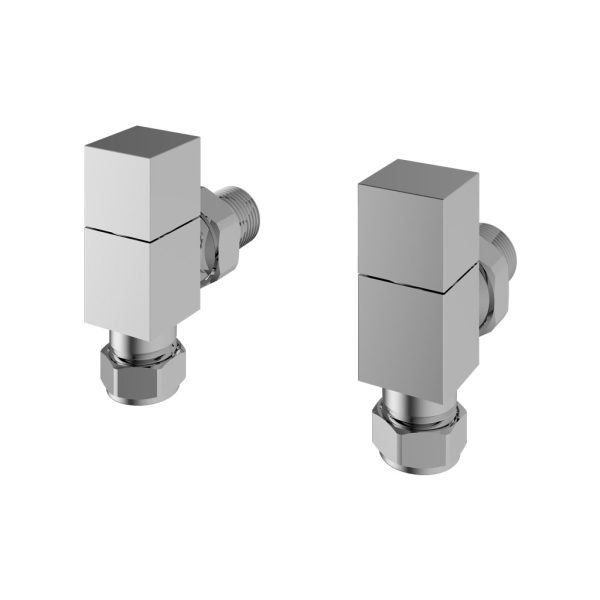 Pair Of Chrome Angled Square Radiator Valves - Eastbrook
