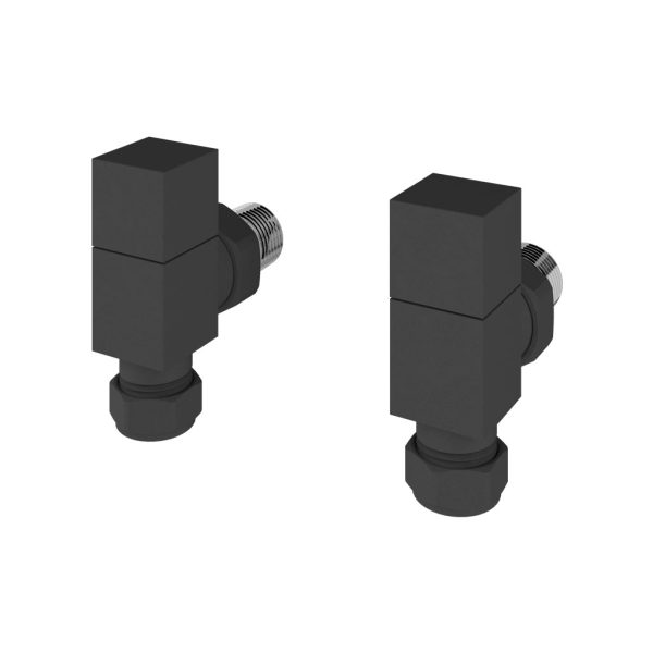 Pair Of Matt Anthracite Angled Square Radiator Valves - Eastbrook