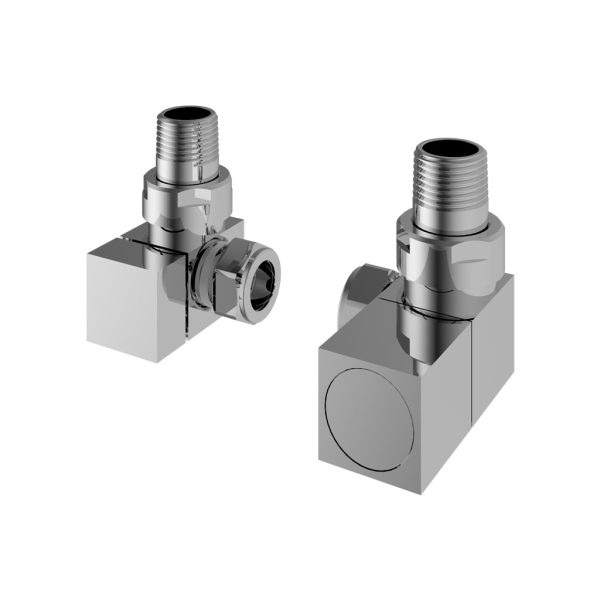 Pair Of Chrome Corner Square Radiator Valves - Eastbrook
