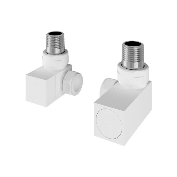 Pair Of Matt White Corner Square Radiator Valves - Eastbrook
