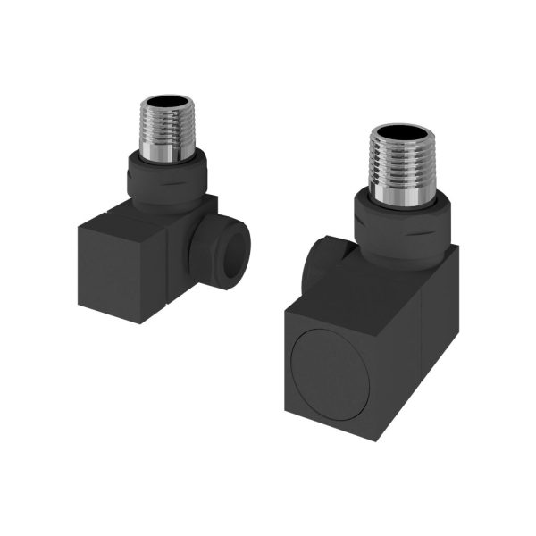 Pair Of Matt Anthracite Corner Square Radiator Valves - Eastbrook