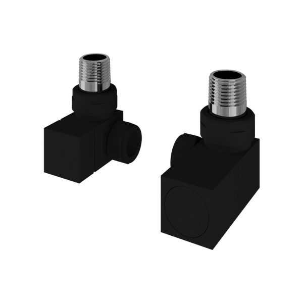 Pair Of Matt Black Corner Square Radiator Valves - Eastbrook