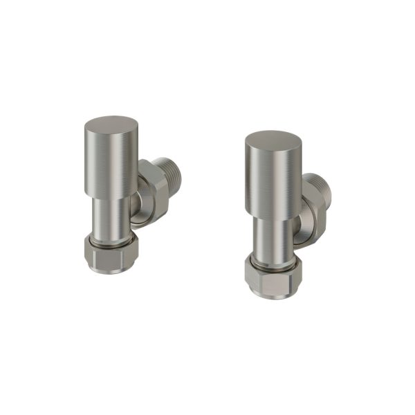 Pair Of Brushed Nickel Angled Radiator Valves - Eastbrook