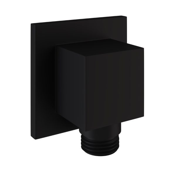 Matt Black Square Outlet Elbow  - Eastbrook