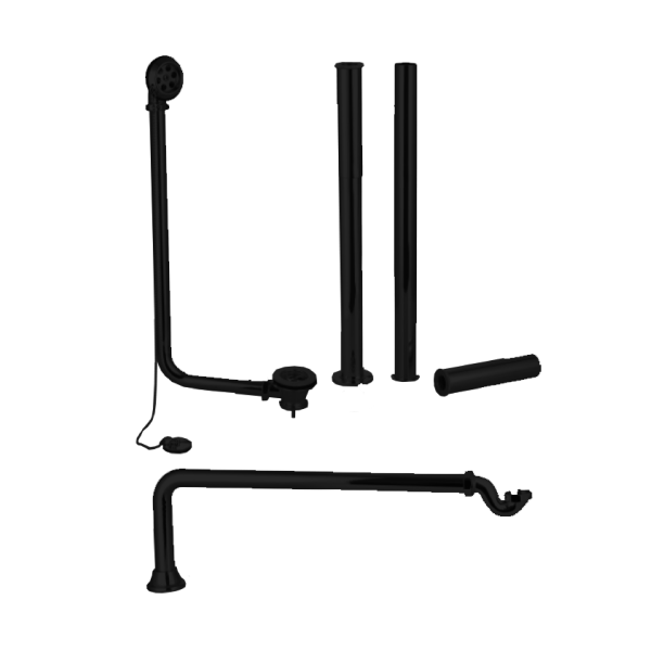Black Roll Top Bath Waste Pack - Eastbrook