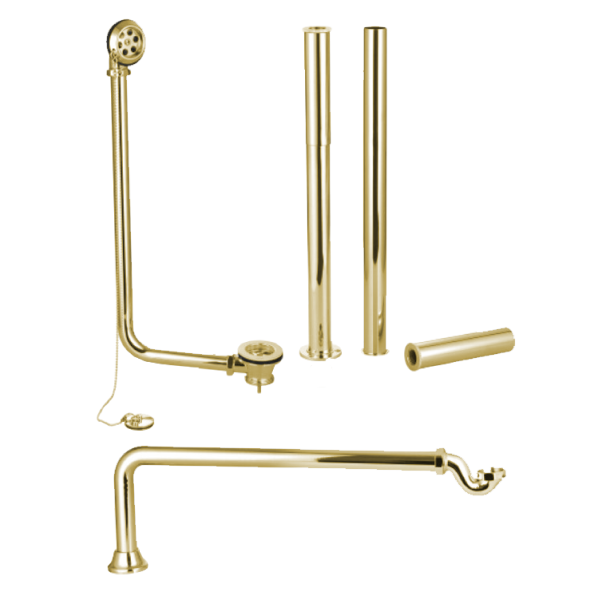 Brushed Brass Roll Top Bath Waste Pack - Eastbrook