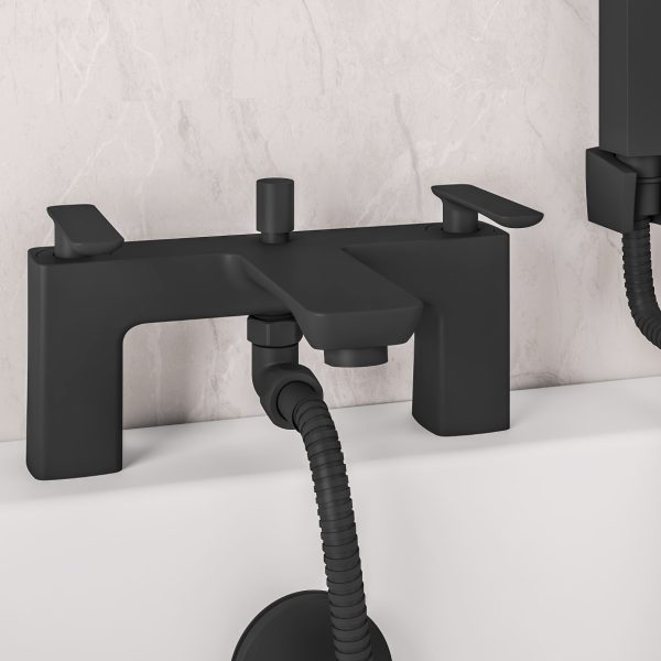 Helston Matt Black Bath Shower Mixer Tap inc kit - Eastbrook