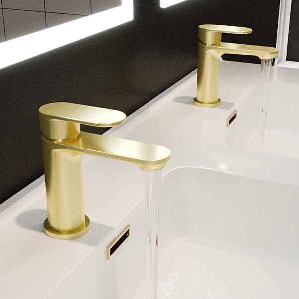 Elsted Brushed Brass Basin Tap with Waste - Eastbrook