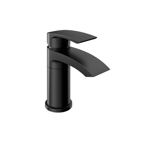 Alveston Matt Black Mini Swivel Basin Tap with Waste - Eastbrook