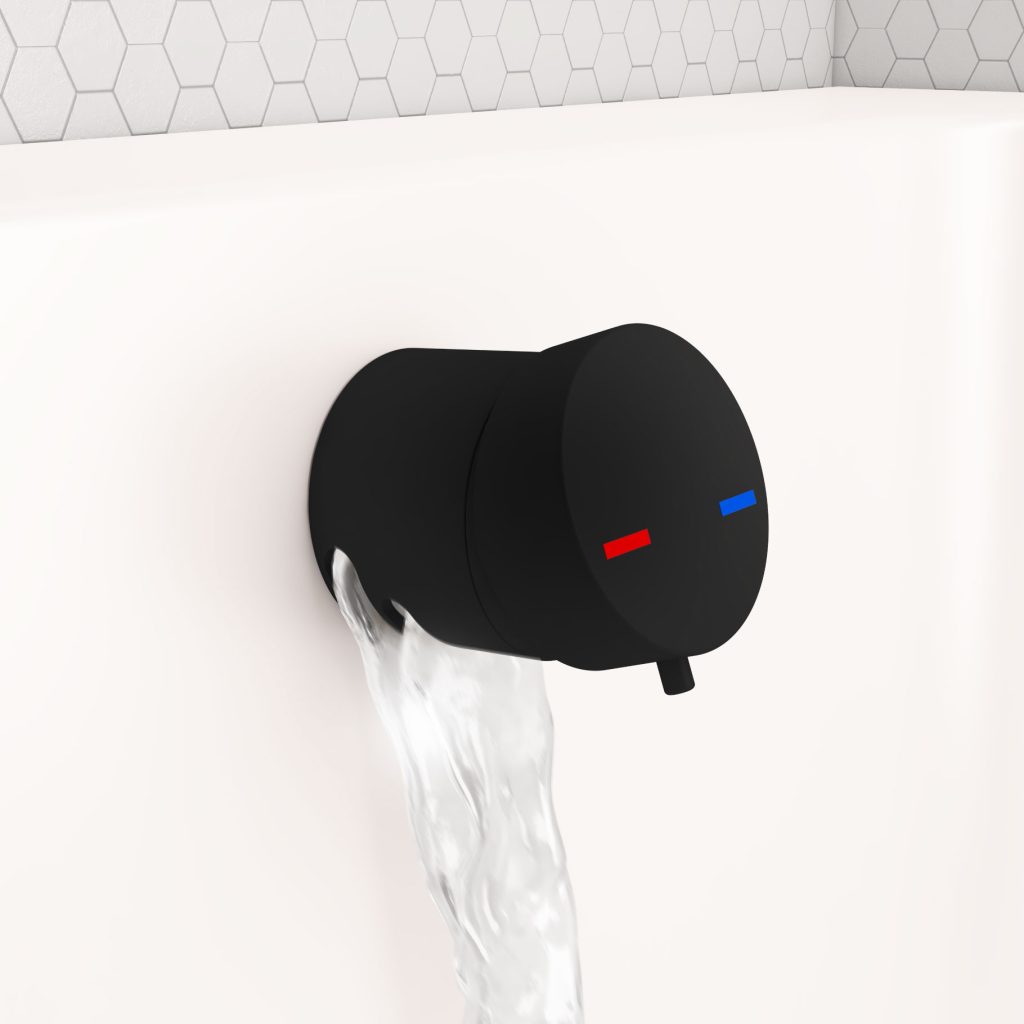 Black Bath Mixer Overflow Filler with Push Button waste  - Eastbrook