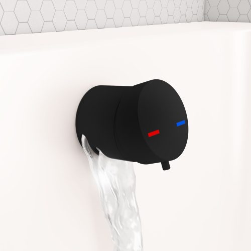 Black Bath Mixer Overflow Filler with Push Button waste  - Eastbrook