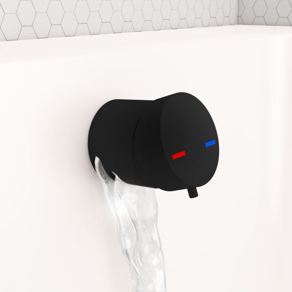 Black Bath Mixer Overflow Filler with Push Button waste  - Eastbrook