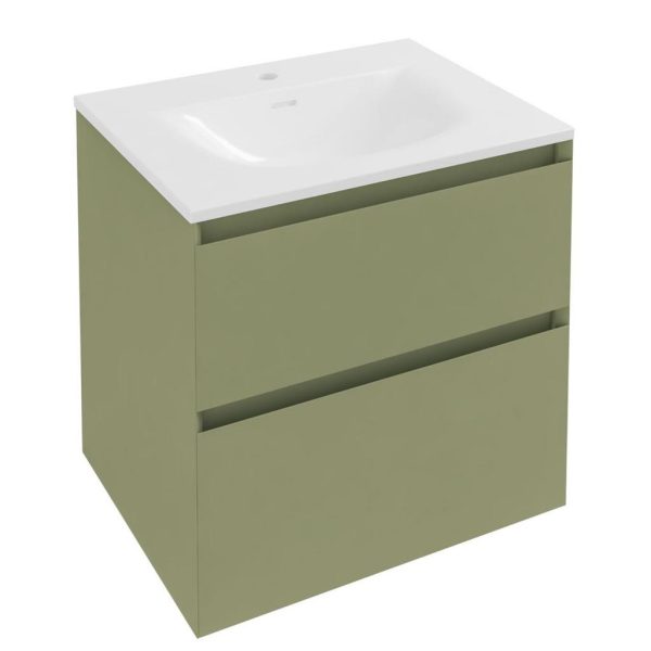 Badbury 60cm Wall Hung Unit 2 Drawer Savannah Green