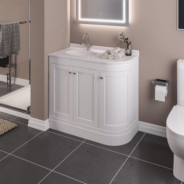 Hardwick 900 Matt White Left Hand Traditional Vanity Unit - Eastbrook