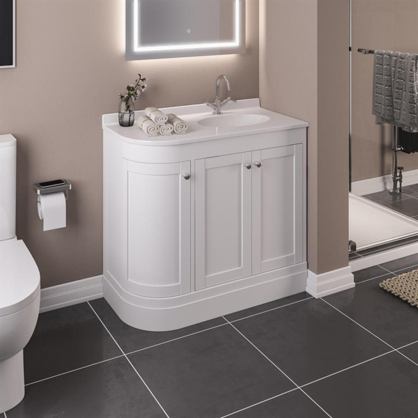 Hardwick 900 Matt White Right Hand Traditional Vanity Unit - Eastbrook