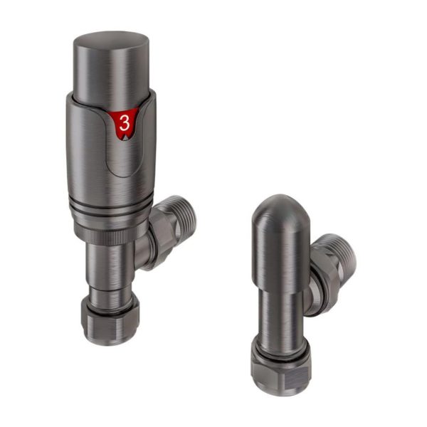 15mm Angled TRV and Lockshield Gunmetal Radiator Valves - Eastbrook