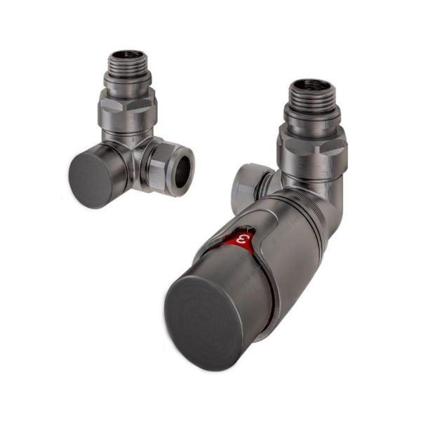 15mm Corner TRV and Lockshield Gunmetal Radiator Valves - Eastbrook