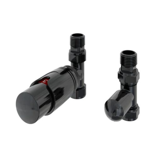 15mm Straight Black Gold TRV and Lockshield Radiator Valves - Eastbrook