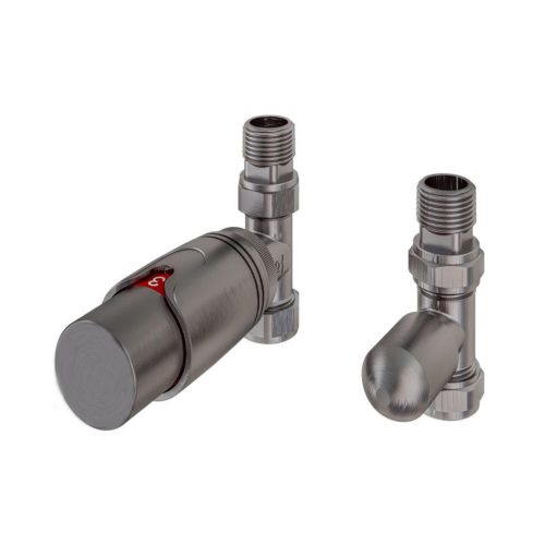 15mm Straight Brushed Gunmetal TRV and Lockshield Radiator Valves - Eastbrook