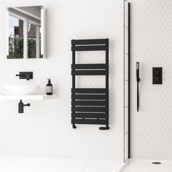 Addington II Matt Black Type 10 Heated Towel Rail - Eastbrook