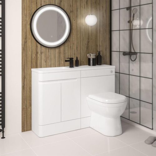 Arda 1000 Left Hand High Gloss White Combination Vanity Unit - Eastbrook