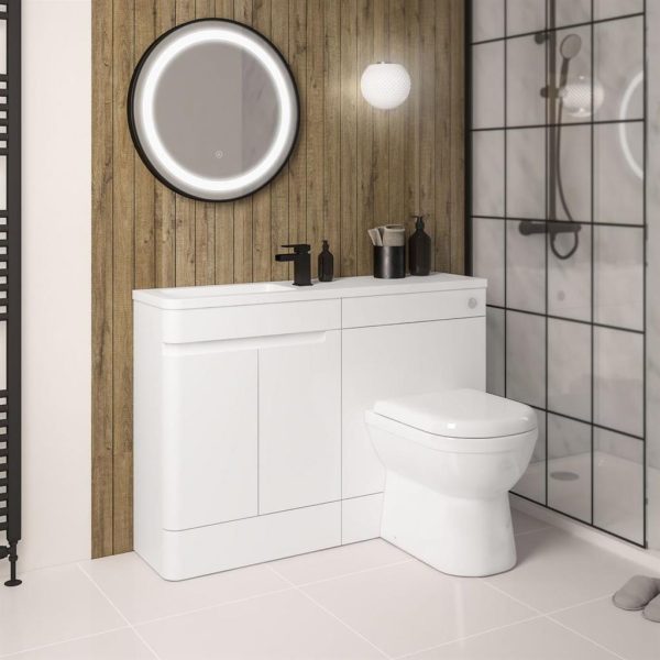 Arda 1000 Left Hand High Gloss White Combination Vanity Unit - Eastbrook