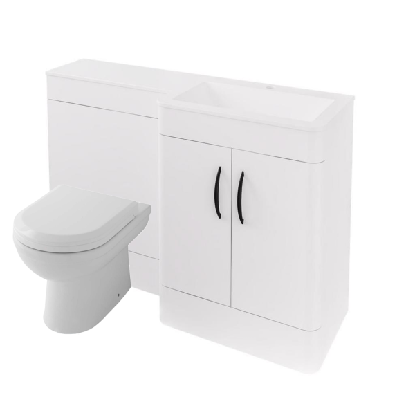 Chaddesley 1000 Right Hand High Gloss White Combination Vanity Unit - Eastbrook