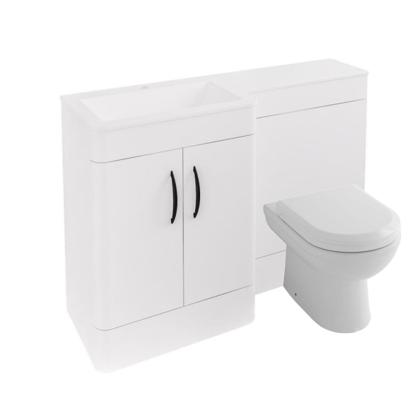 Chaddesley 1200 Left Hand High Gloss White Combination Vanity Unit - Eastbrook