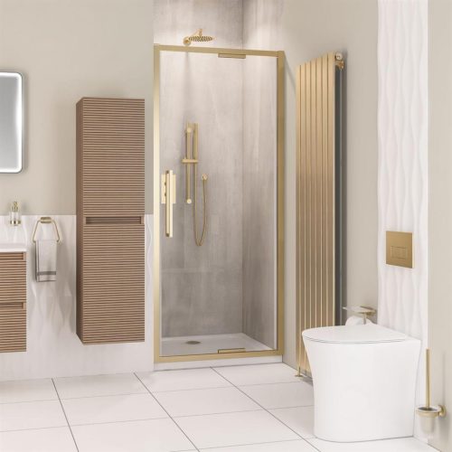 Corniche 2000 Brushed Brass 8mm In-Fold Shower Doors - Eastbrook