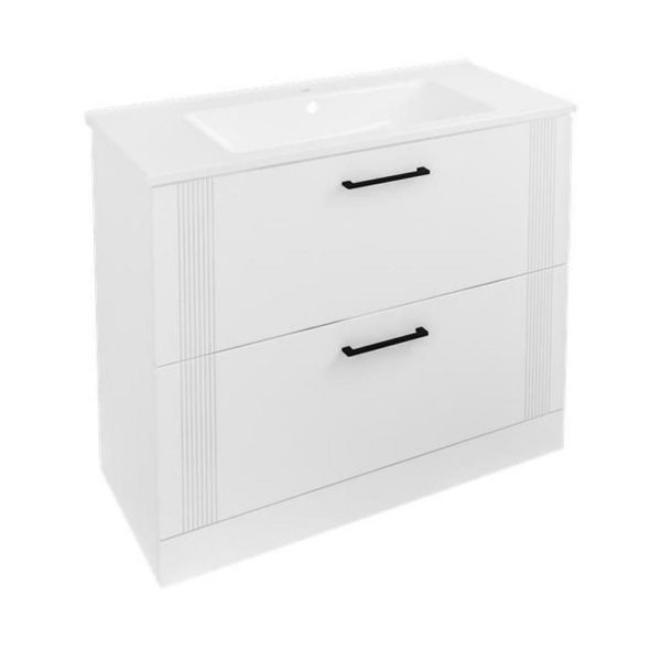 Cranham 1000 Matt White Floor Standing Vanity Unit - Eastbrook