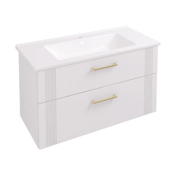 Cranham 1000 Matt White Wall Mounted Vanity Unit - Eastbrook