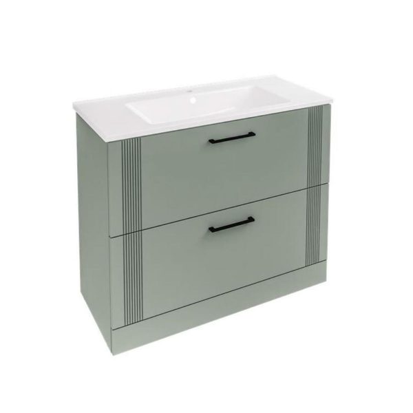 Cranham 1000 Sage Green Floor Standing Vanity Unit - Eastbrook