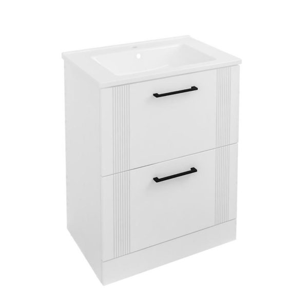Cranham 600 Matt White Floor Standing Vanity Unit - Eastbrook