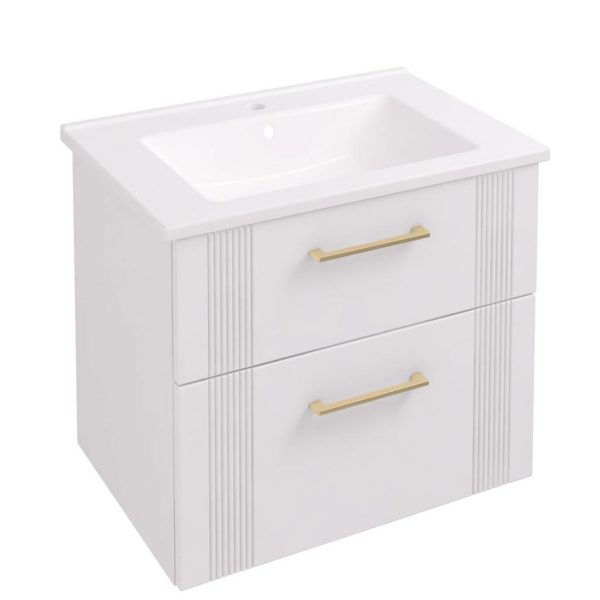 Cranham 600 Matt White Wall Mounted Vanity Unit - Eastbrook