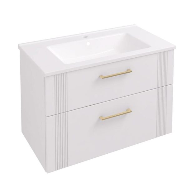 Cranham 800 Matt White Wall Mounted Vanity Unit - Eastbrook