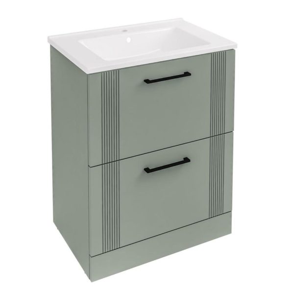 Cranham 600 Sage Green Floor Standing Vanity Unit - Eastbrook