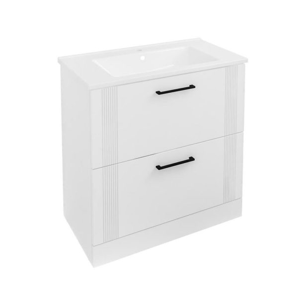 Cranham 800 Matt White Floor Standing Vanity Unit - Eastbrook