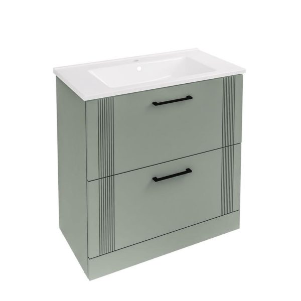 Cranham 800 Sage Green Floor Standing Vanity Unit - Eastbrook