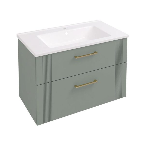 Cranham 800 Sage Green Wall Mounted Vanity Unit - Eastbrook