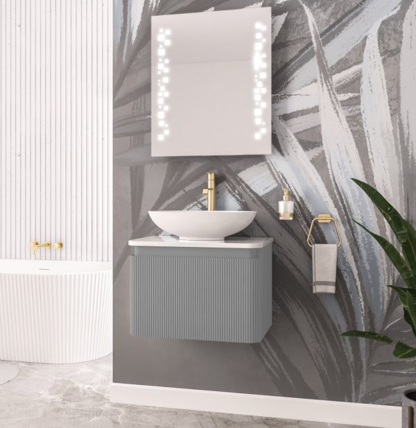 Belice Grey Fluted 600 Wall Hung Vanity Unit