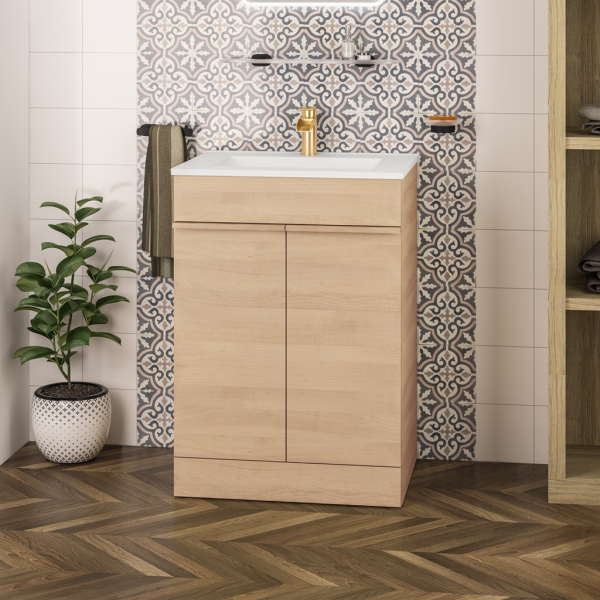Ravensbourne 500 Light Oak 2 Door Base Round Basin Vanity Unit - Eastbrook