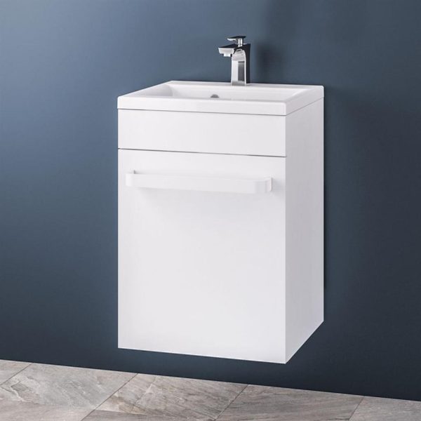 Oslo 440 High Gloss White Wall Mounted Vanity Unit