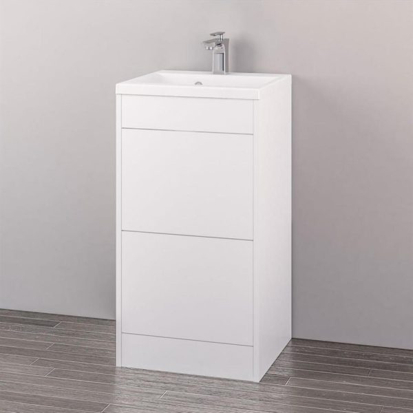 Oslo 440 High Gloss White Push Drawer Vanity Unit