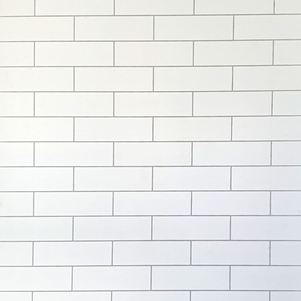 White Metro Tile Cutline 1000 x 2400mm PVC Satinpanel - Eastbrook