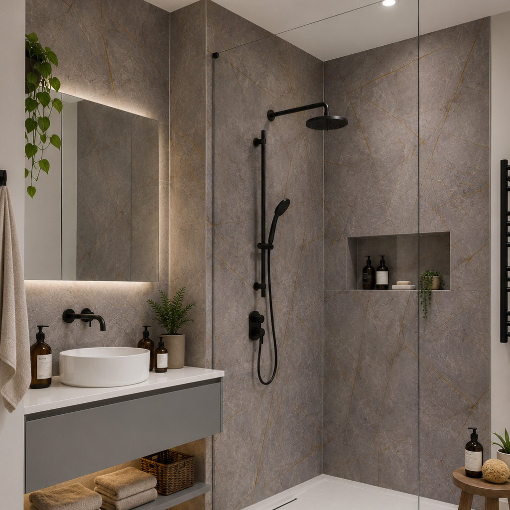Hydropanel Gold Caspian 1200 x 2420 Shower Wall Panelling - Eastbrook