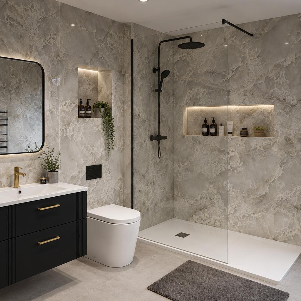 Hydropanel Onyx 600 x 2420 T&G Shower Wall Panelling - Eastbrook