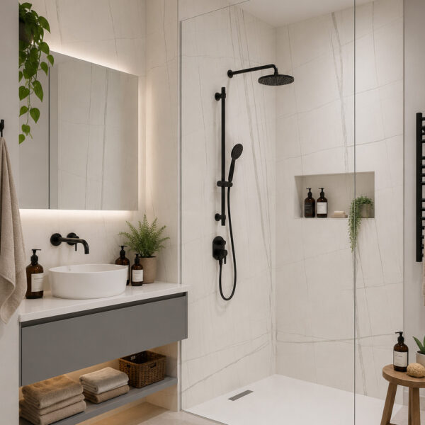 Hydropanel White Caspian 1200 x 2420 Shower Wall Panelling - Eastbrook