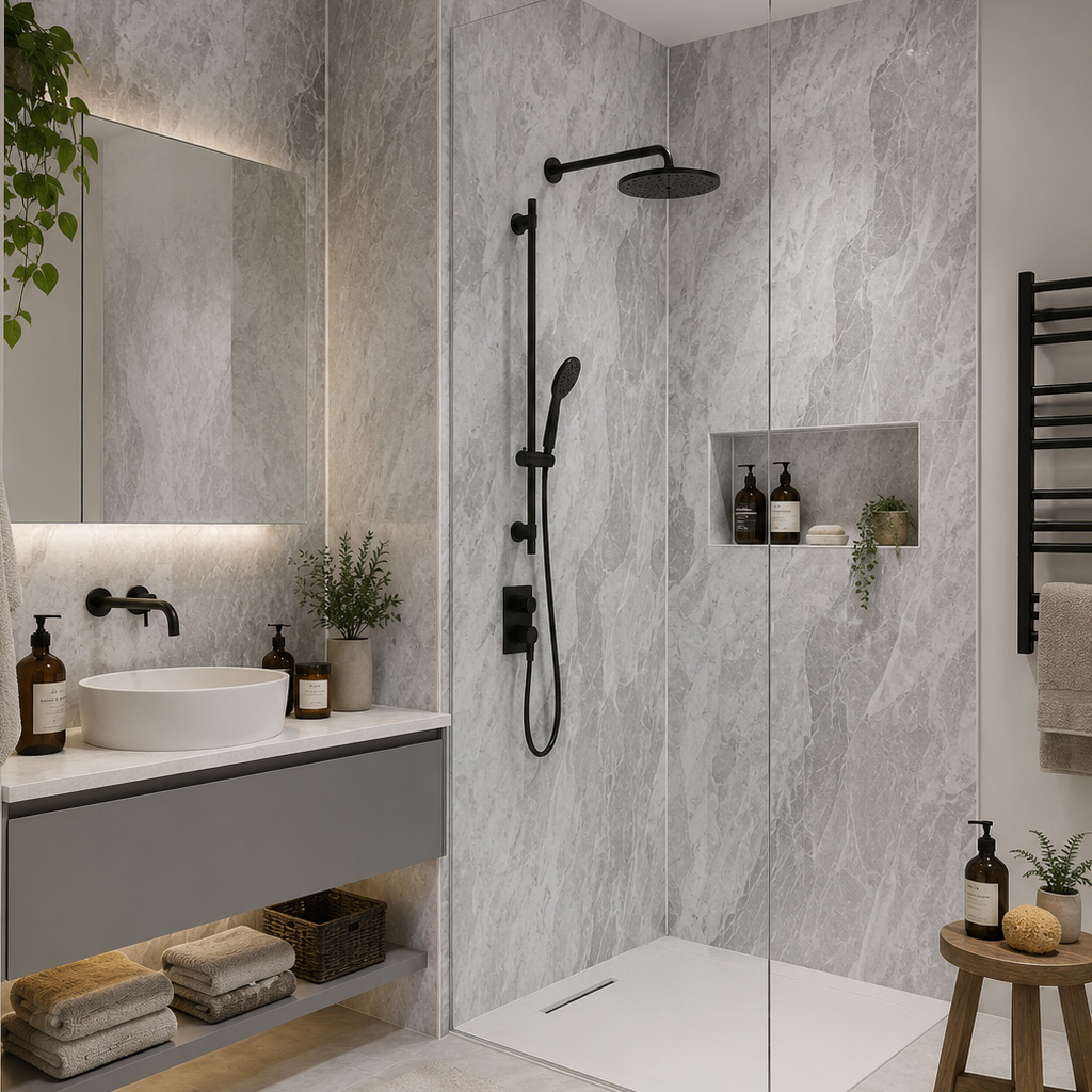 Hydropanel Staturaio Marble Velvet 900 x 2420 Shower Wall Panelling - Eastbrook