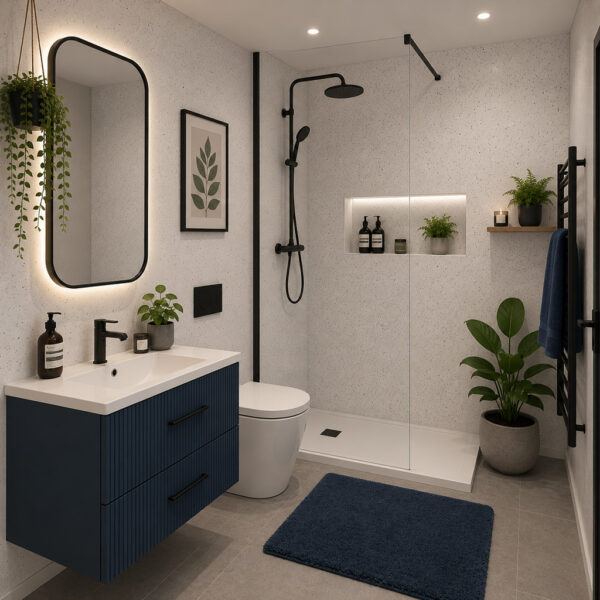 White Sparkle Gloss 1000 x 2400mm PVC Hydropanel Shower Wall Panel - Eastbrook